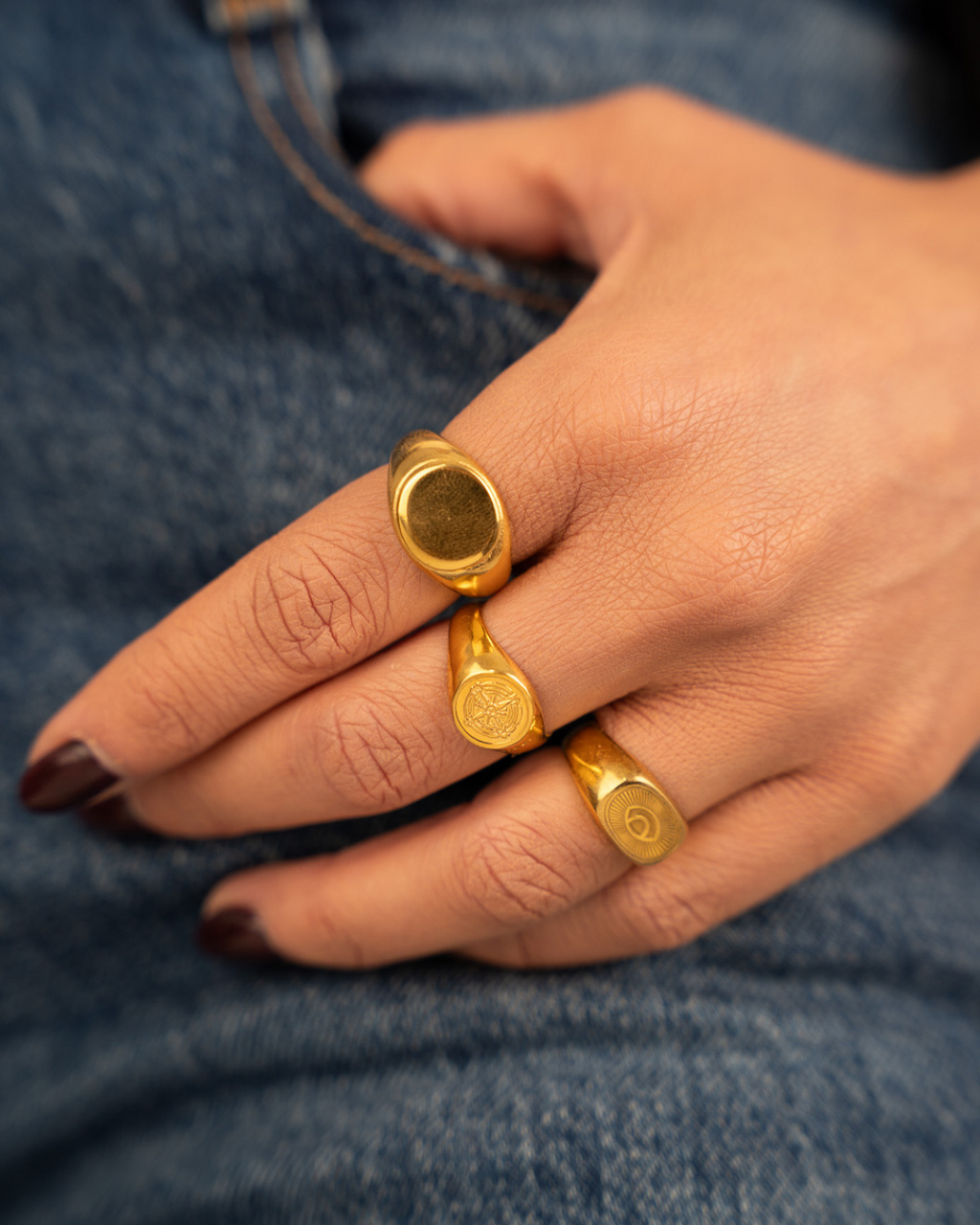 Stainless Steel Gold Wind Rose Ring - Buy Rings Online - DICCI