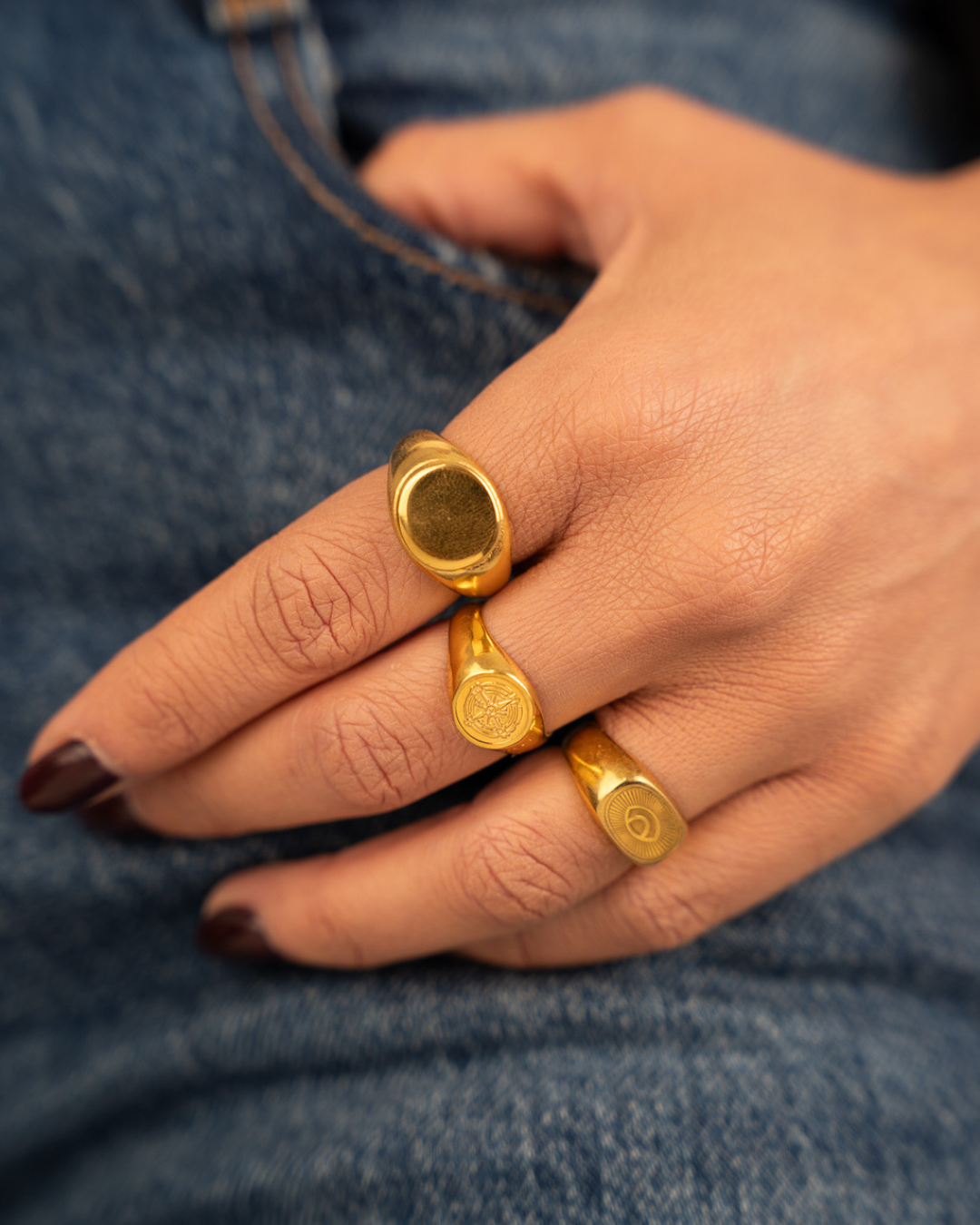 Stainless Steel Gold Wind Rose Ring - Buy Rings Online - DICCI