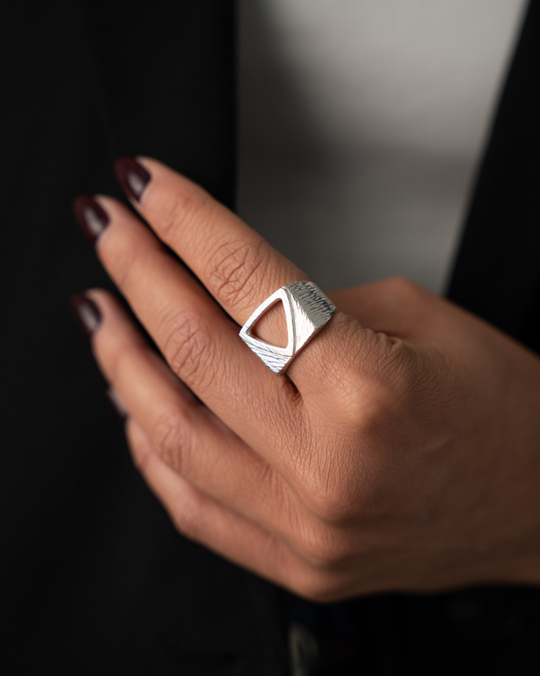 Sterling Silver Ring Triangle - Unisex Jewelry - Dicci