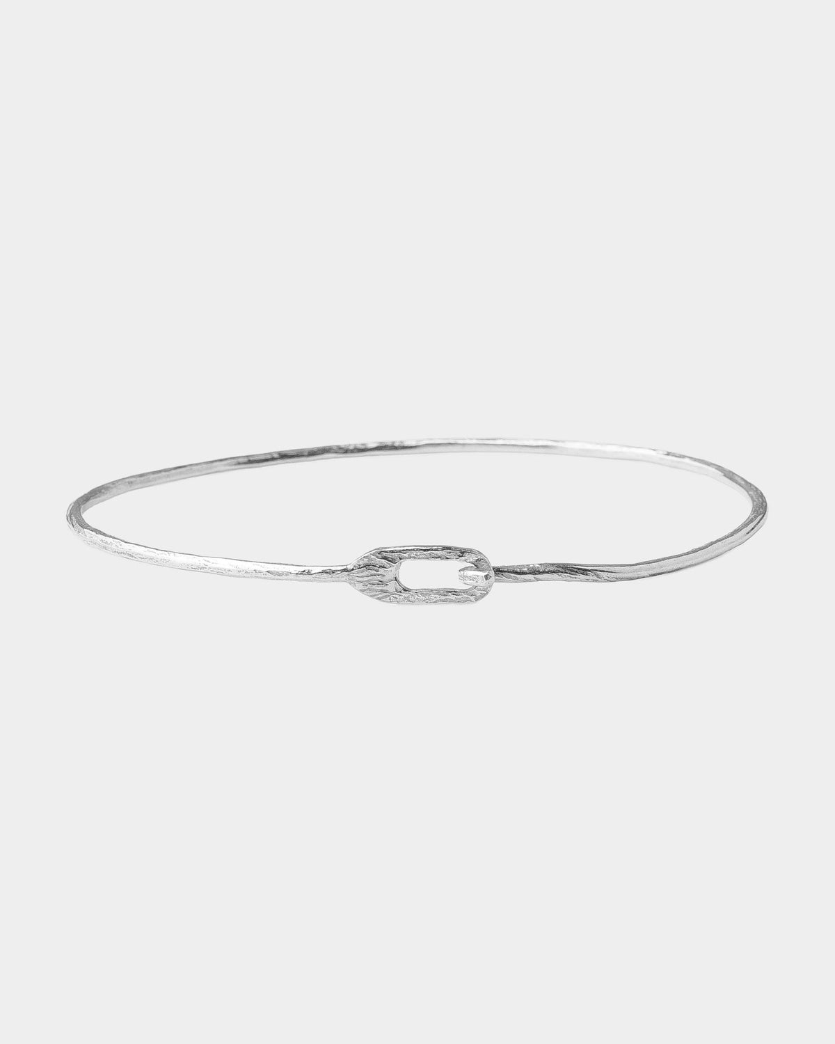 Thin Hammered Silver Bangle