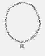 Altair silver necklace in stainless steel on a white background