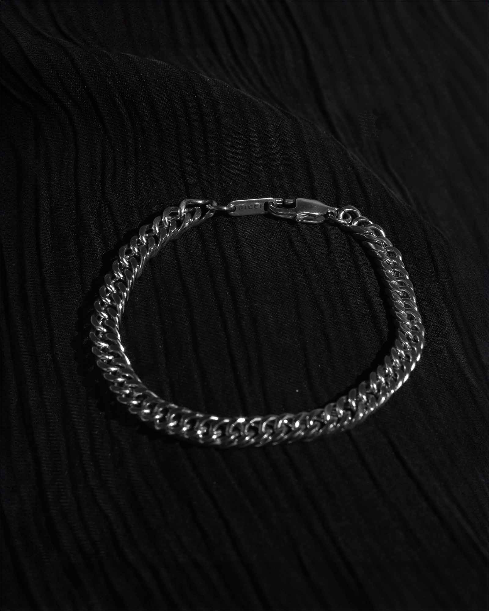 double cuban chain silver bracelet