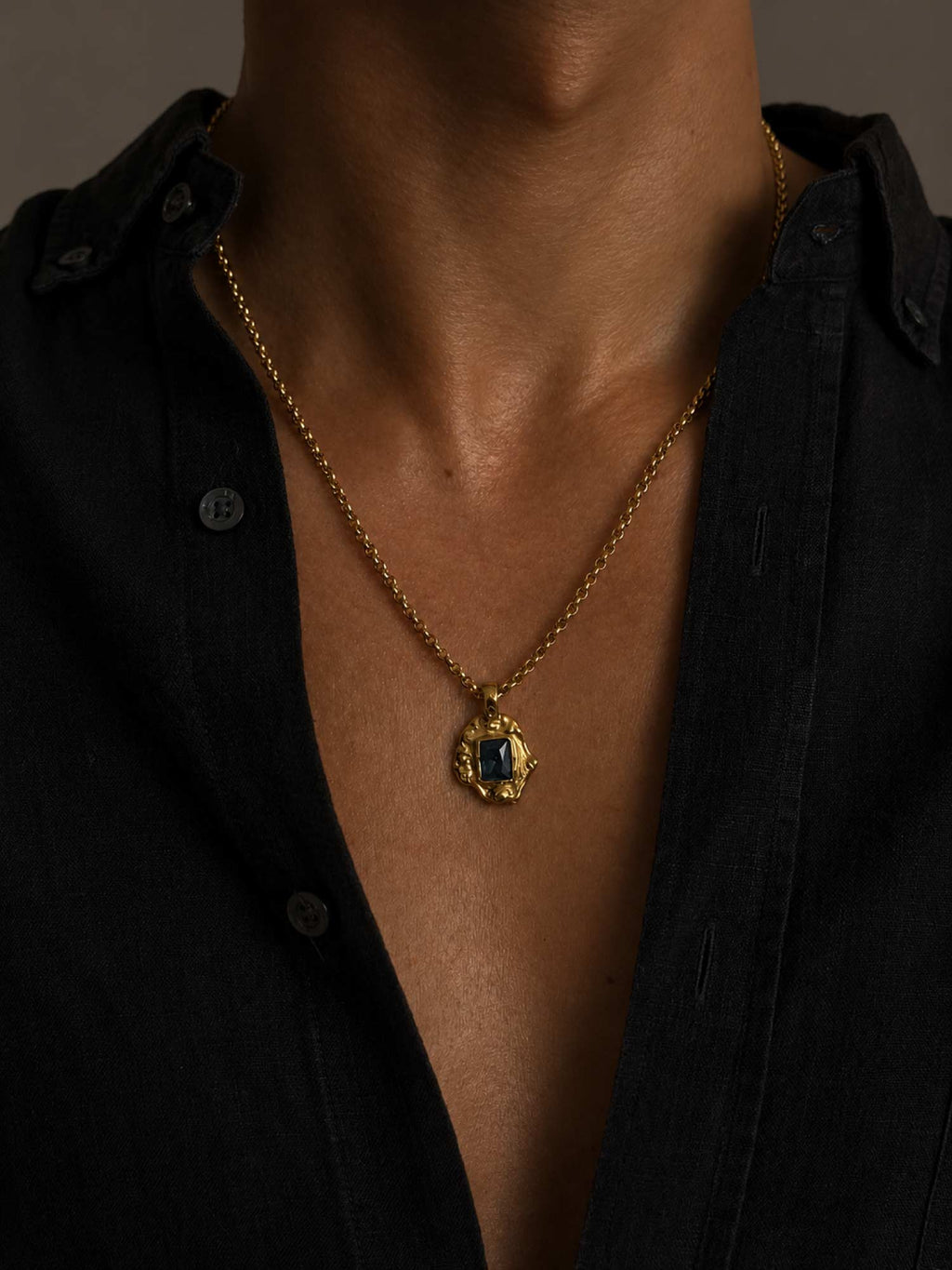 Blue Sapphire Necklace Golden
