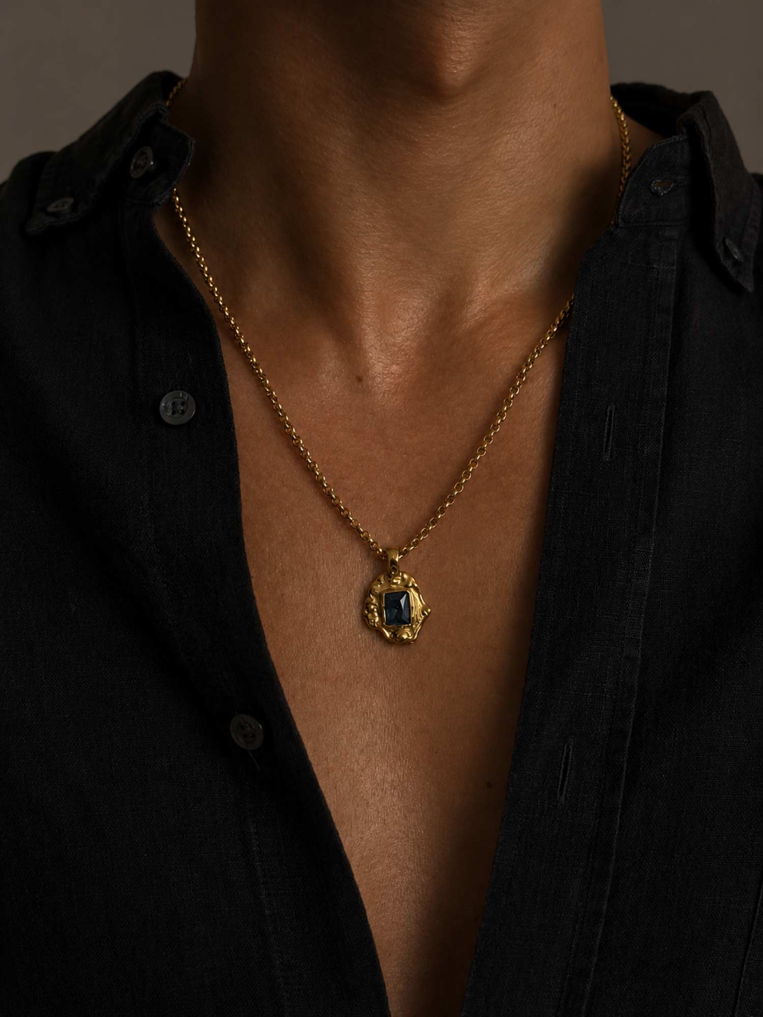 Blue Sapphire Necklace Golden
