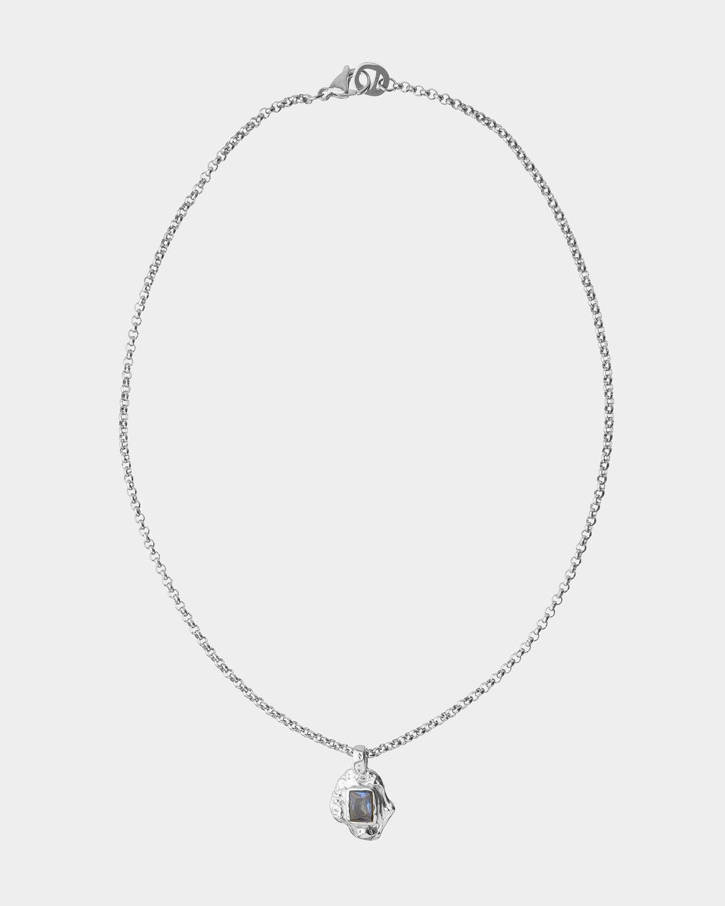 Blue Sapphire Rhodium Necklace steel