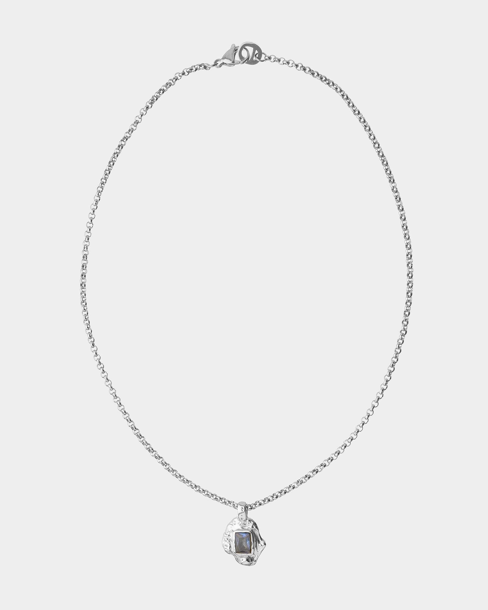 Blue Sapphire Rhodium Necklace steel