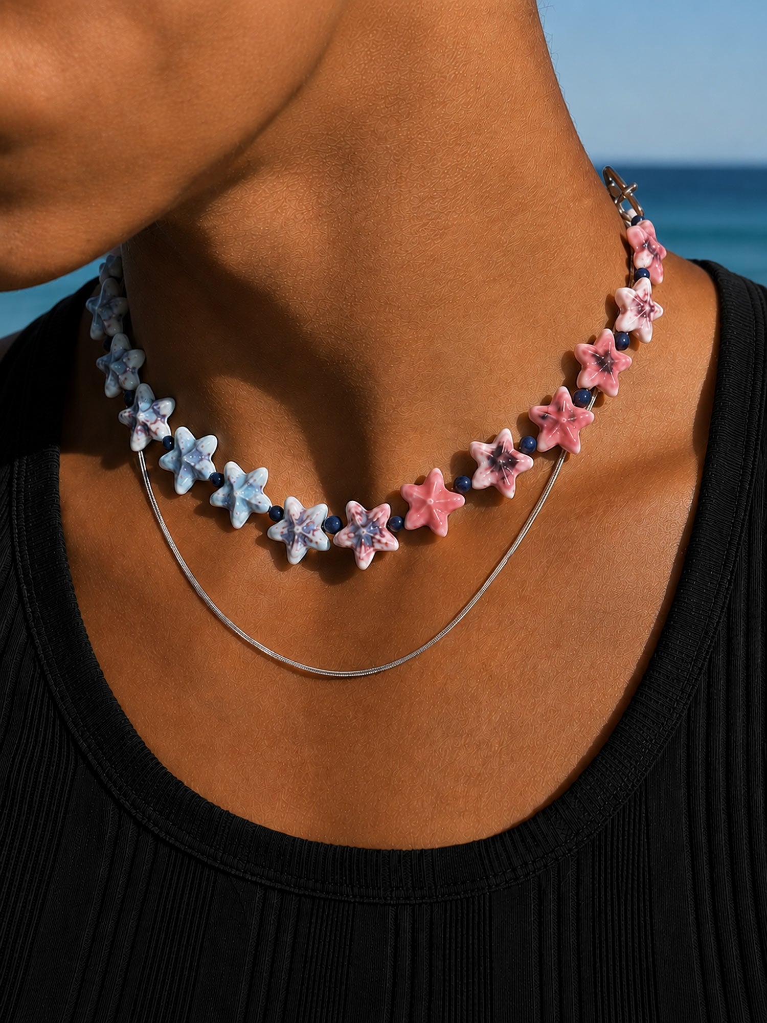 Collana di Pietre Naturali Blue Lace Agate e Red Jasper