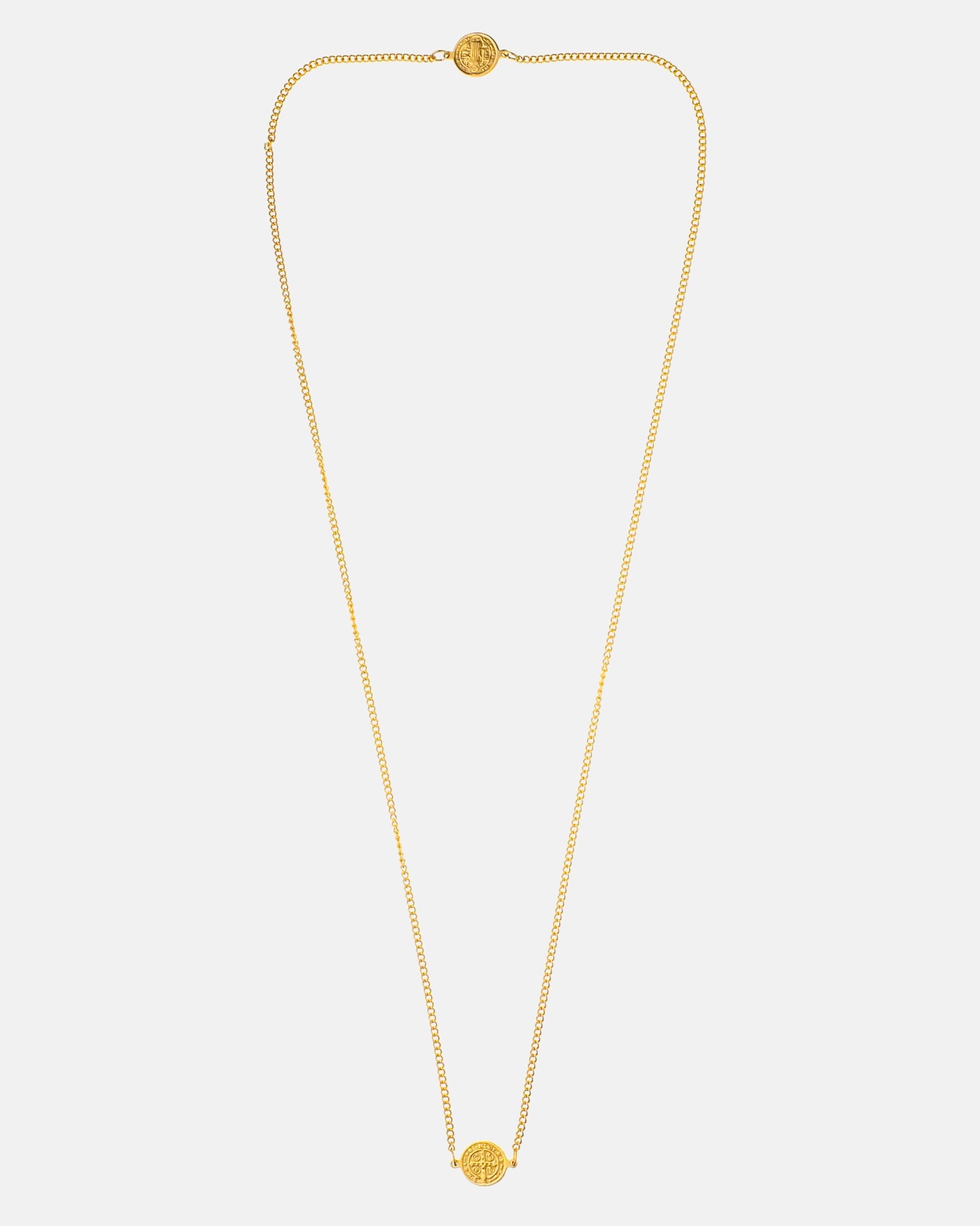 Golden St. Benedicts scapular close-up