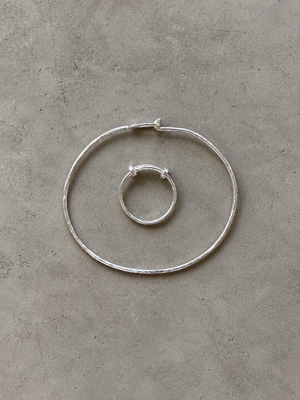 Thin Hammered Silver Bangle