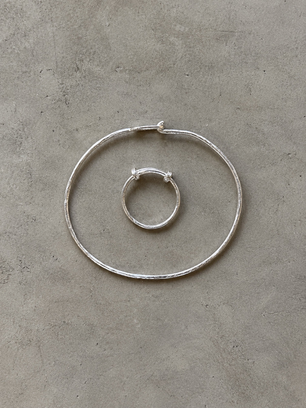 Thin Hammered Silver Bangle