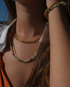 Collar de piedras naturales de amazonita de 4 mm en tonos verdes, disponible en plateado y dorado