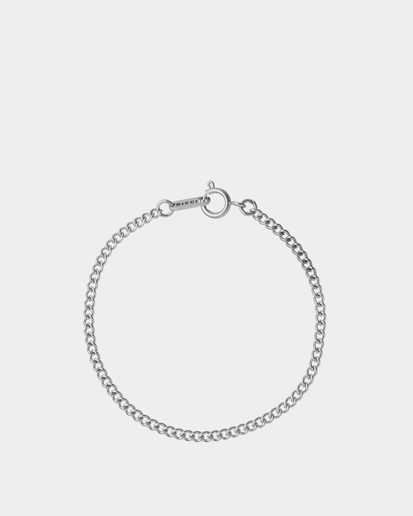 Silver curb cuban chain bracelet in stainless steel