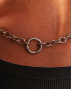 silver ring necklace silver on chest