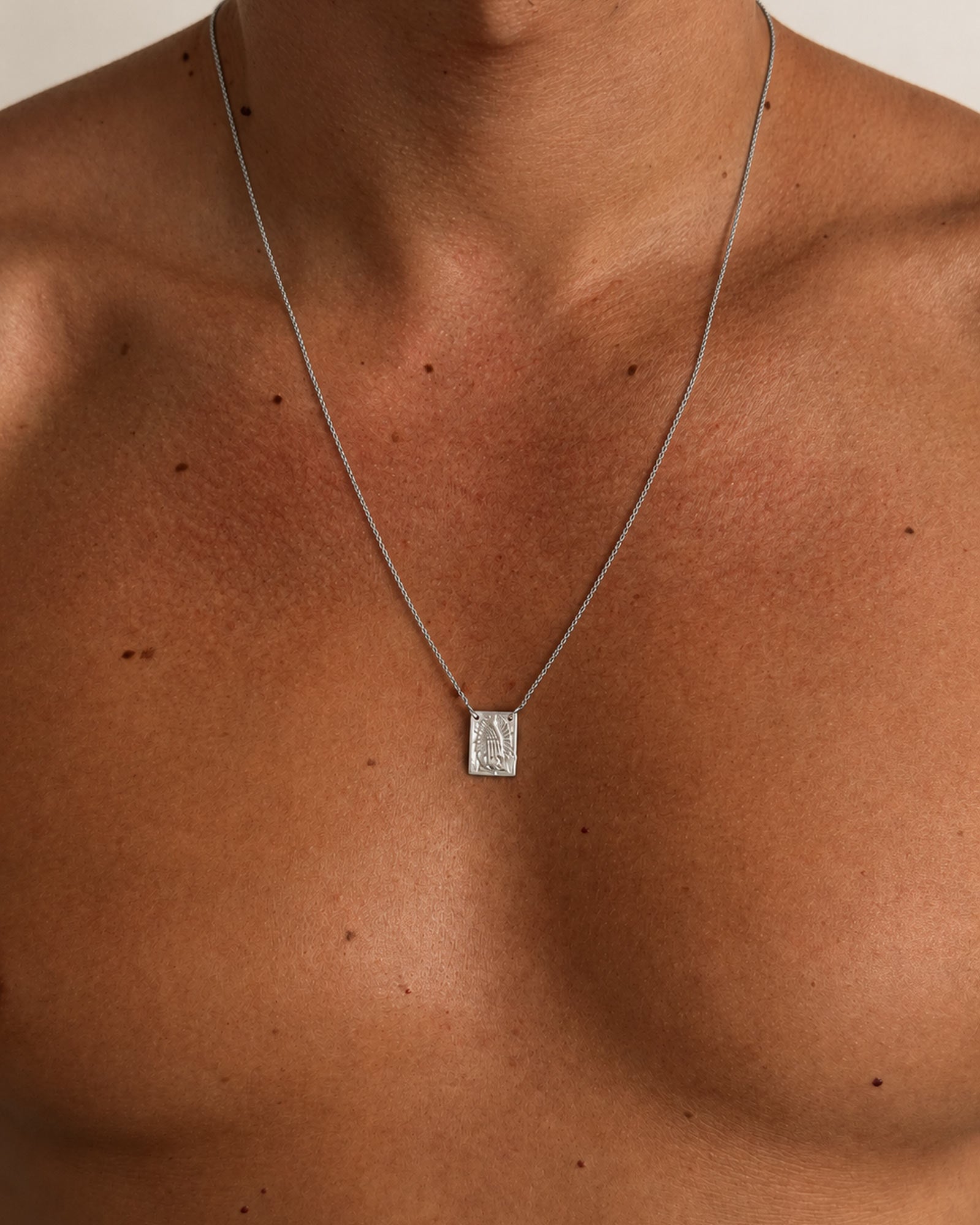 silver - men wearing dicci guadalupe scapular