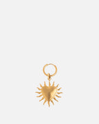 Heartflare stainless steel earring with sun and heart design on a white background