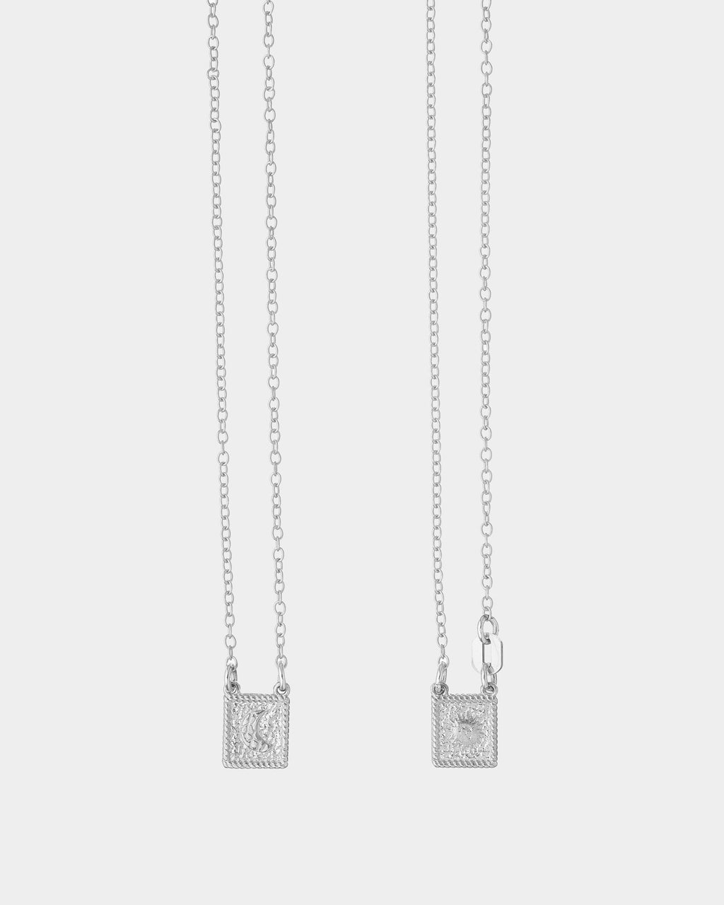 silver - sun and moon necklace
