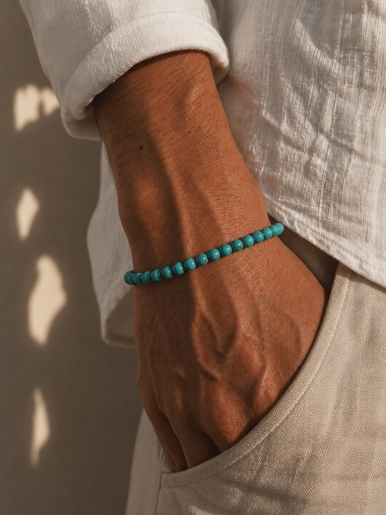 Turquoise Bracelet on a men wrist 