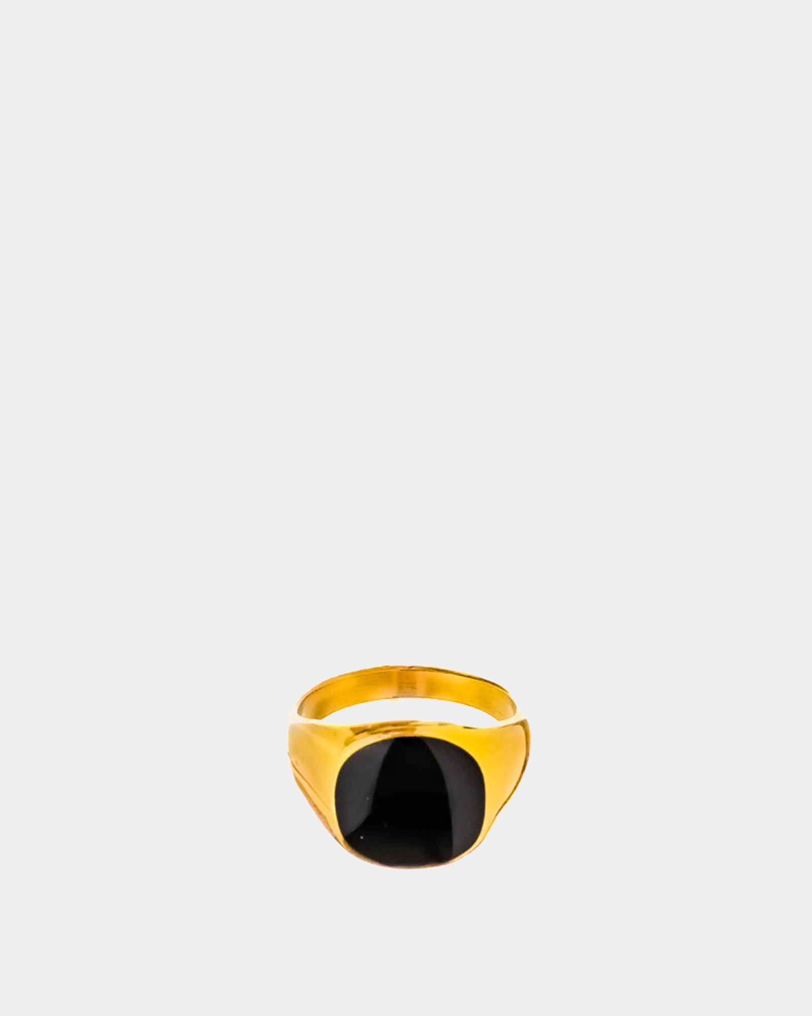 Anello in acciaio dorato con pietra nera - Anelli in acciaio inossidabile - Acquista anelli online - Gioielli Unisex Online - Dicci