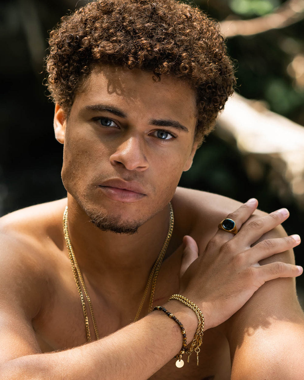 Corvo - Brown Natural Beads Bracelet on the models wrist - Online Jewelry - Dicci