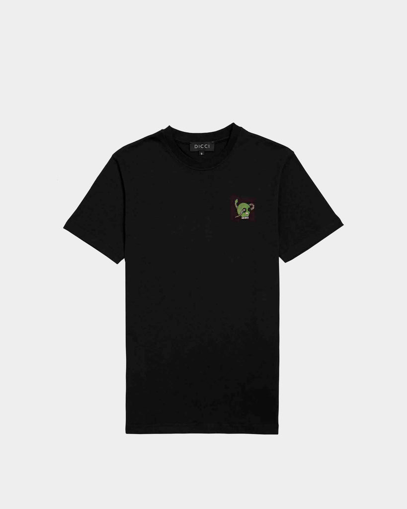 Black T-shirt Green Skull Embroidered - Slim Fit T-shirts - Online Clothing - Dicci