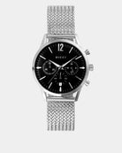 Chronometer watch - Black dial with silver bracelet - Online Jewelry - Dicci