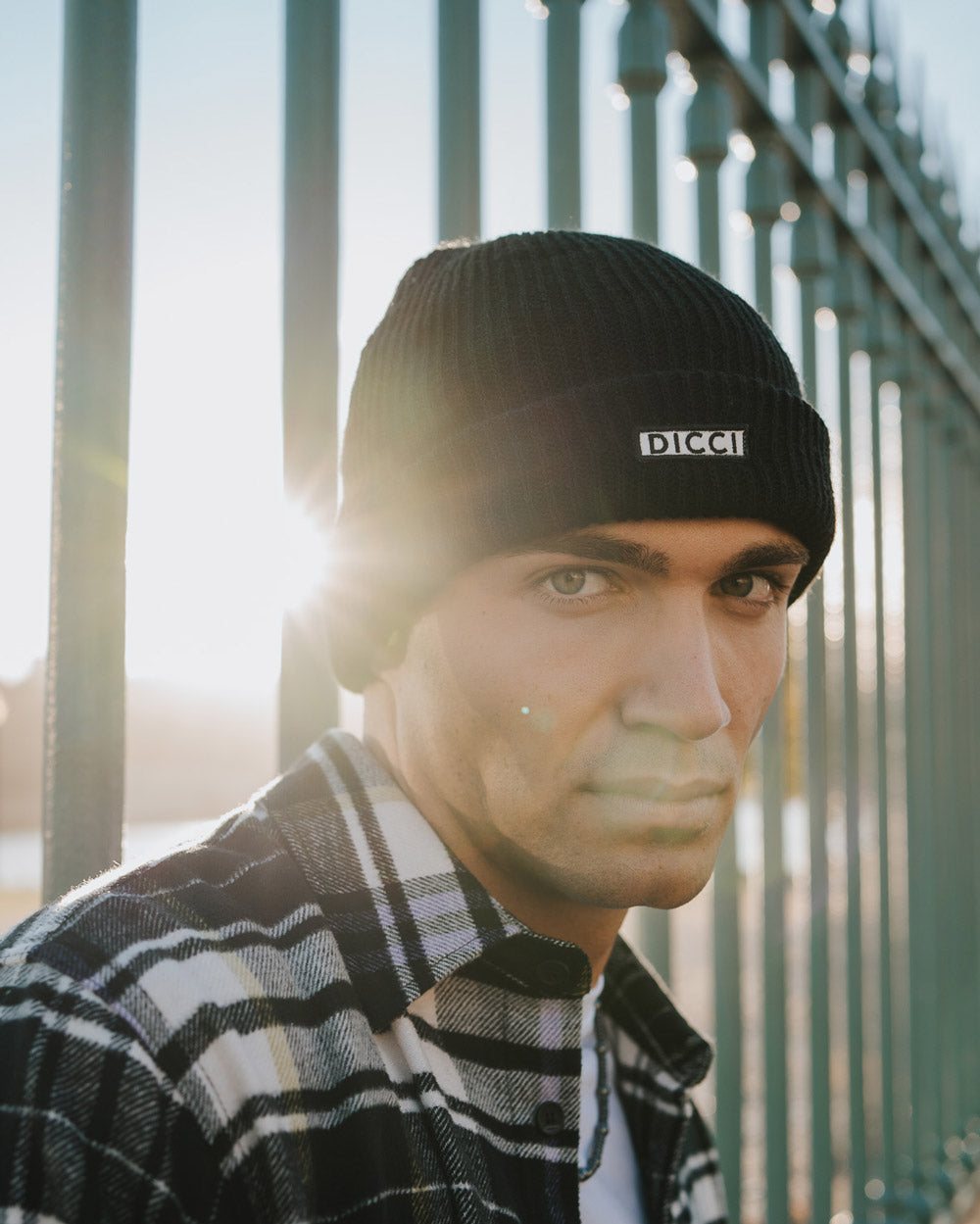 Black ribbed Beanie on the models head - Fisherman Beanie - Online Unissex Accessories Store - Dicci