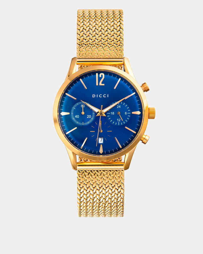 Chronometer watch - Blue dial with gold bracelet - Online Watches - Dicci