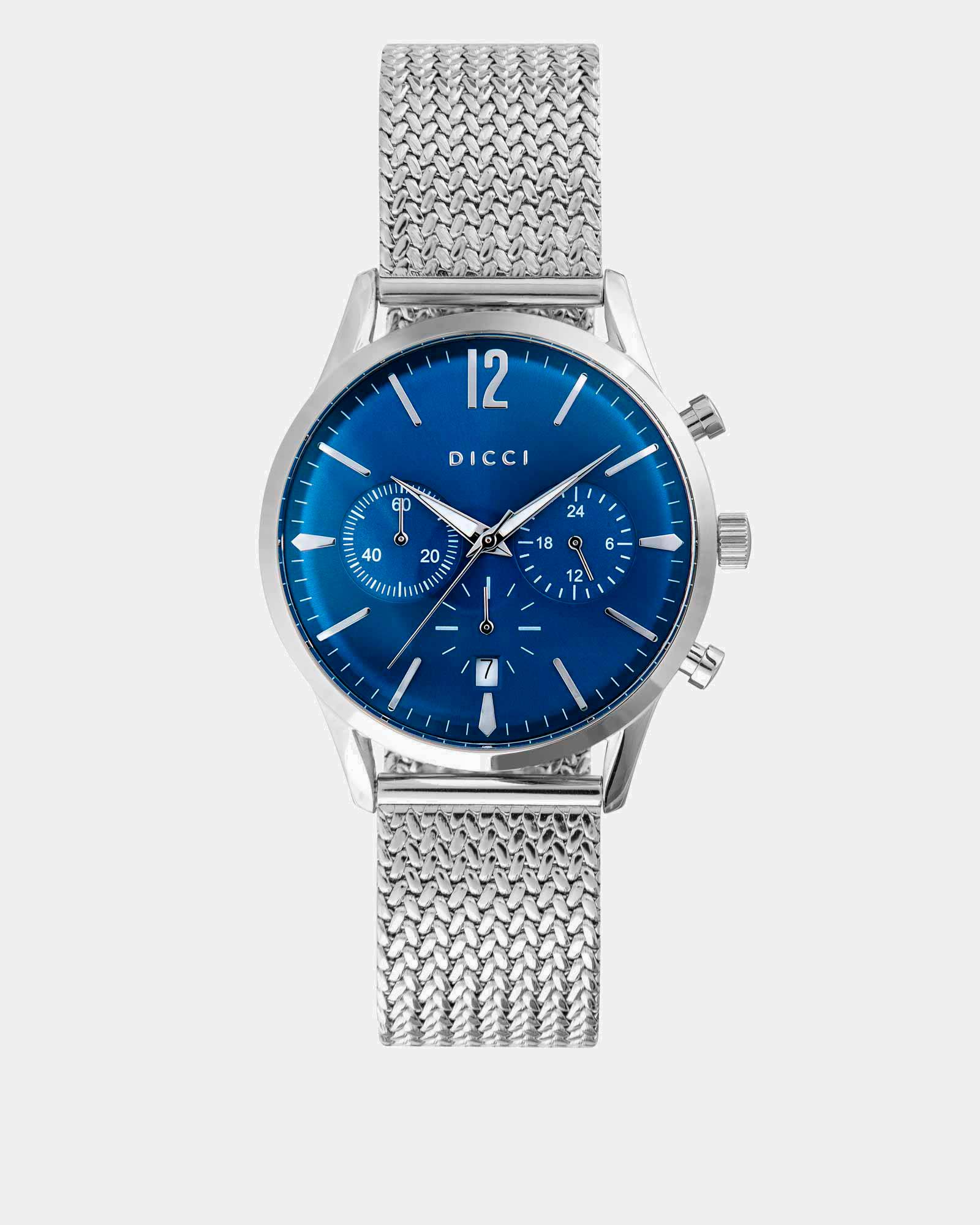 Chronometer watch - Blue dial with silver bracelet - Online Watches - Dicci