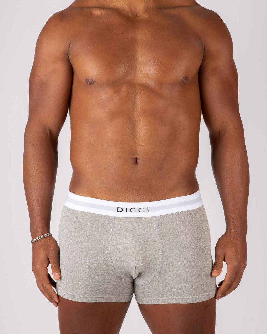 Dicci Boxer Grigio sul corpo del modello - Elastico Bicolore - Boxer Online - Dicci