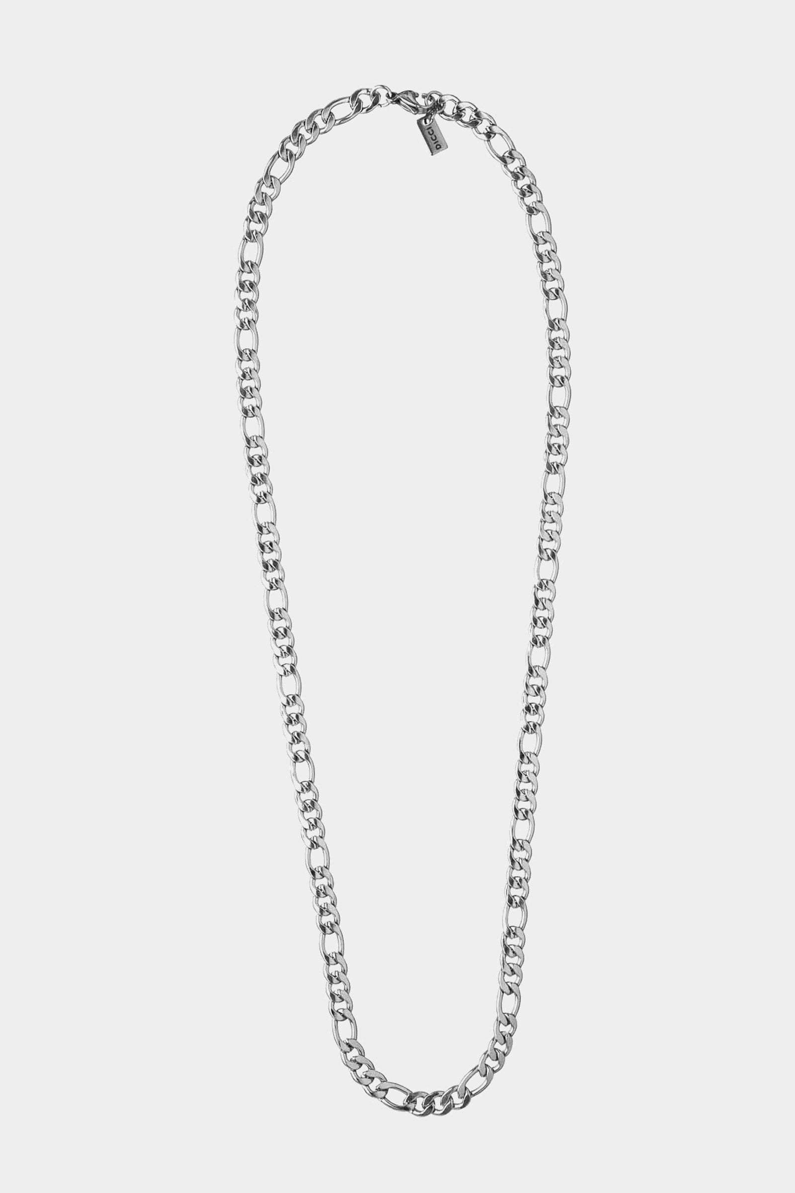 6mm Silver Figaro Chain 3x1 necklace made of 316L stainless steel, classic handmade design