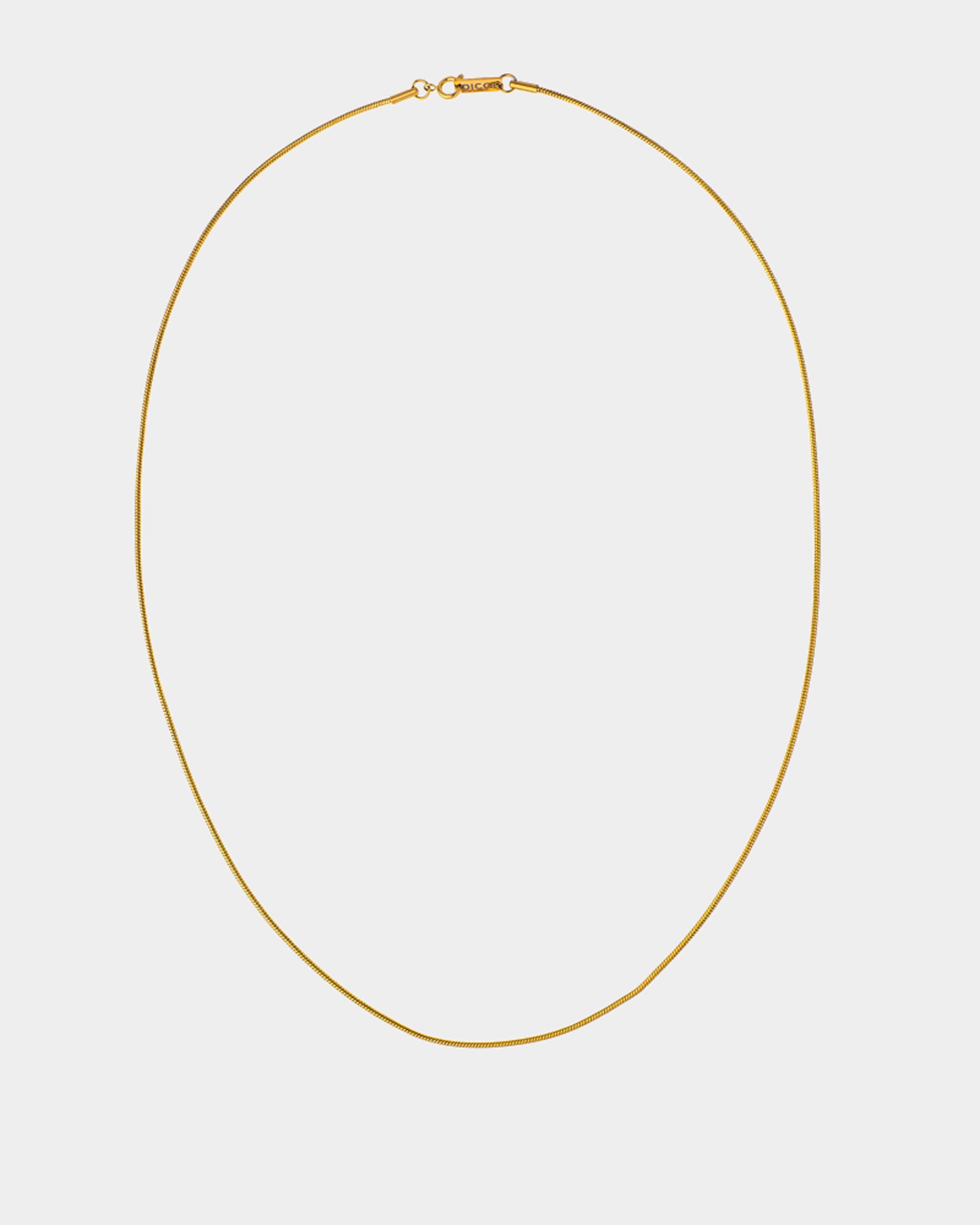Cadena de Serpiente de Acero Inoxidable Dorado en el cuello del modelo - Cadenas de Acero Inoxidable - Joyería Unisexo Online - Dicci