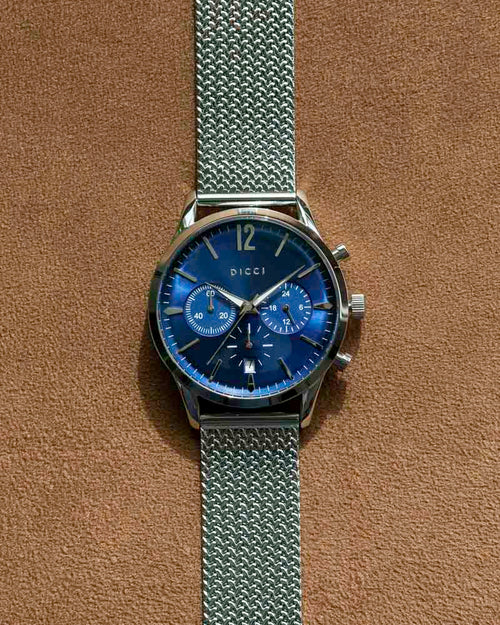 Chronometer - Relógio c/ mostrador azul com bracelete de aço - relógios online - Dicci