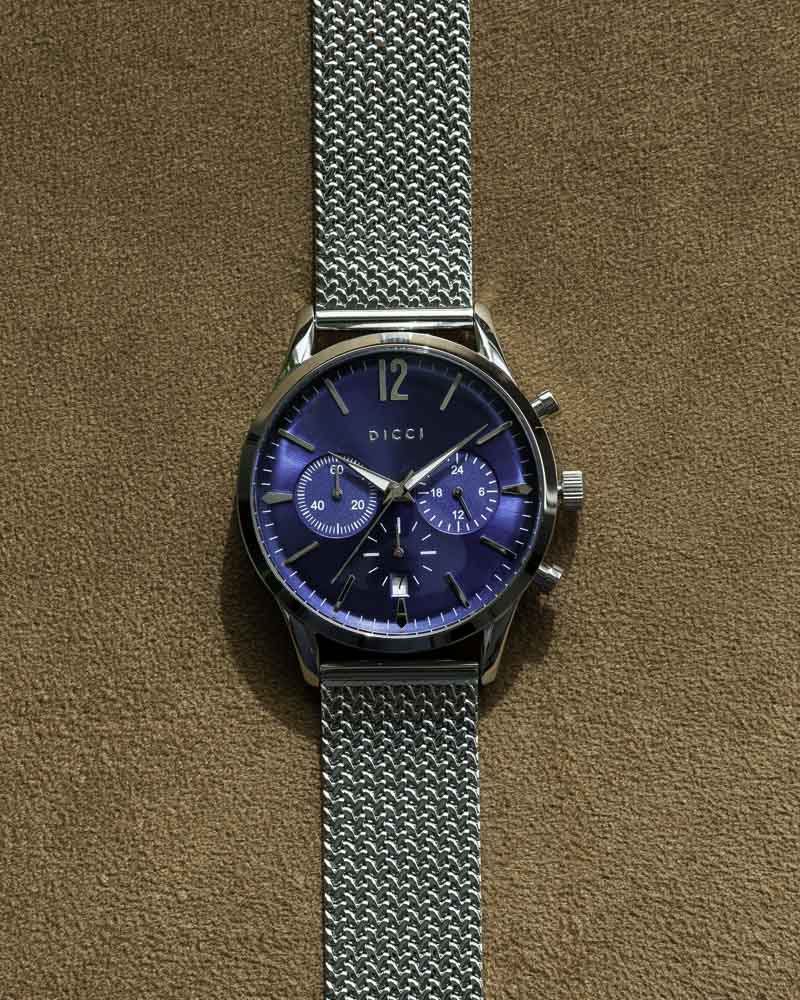 Chronometer - Relógio c/ mostrador azul com bracelete de aço - relógios online - Dicci