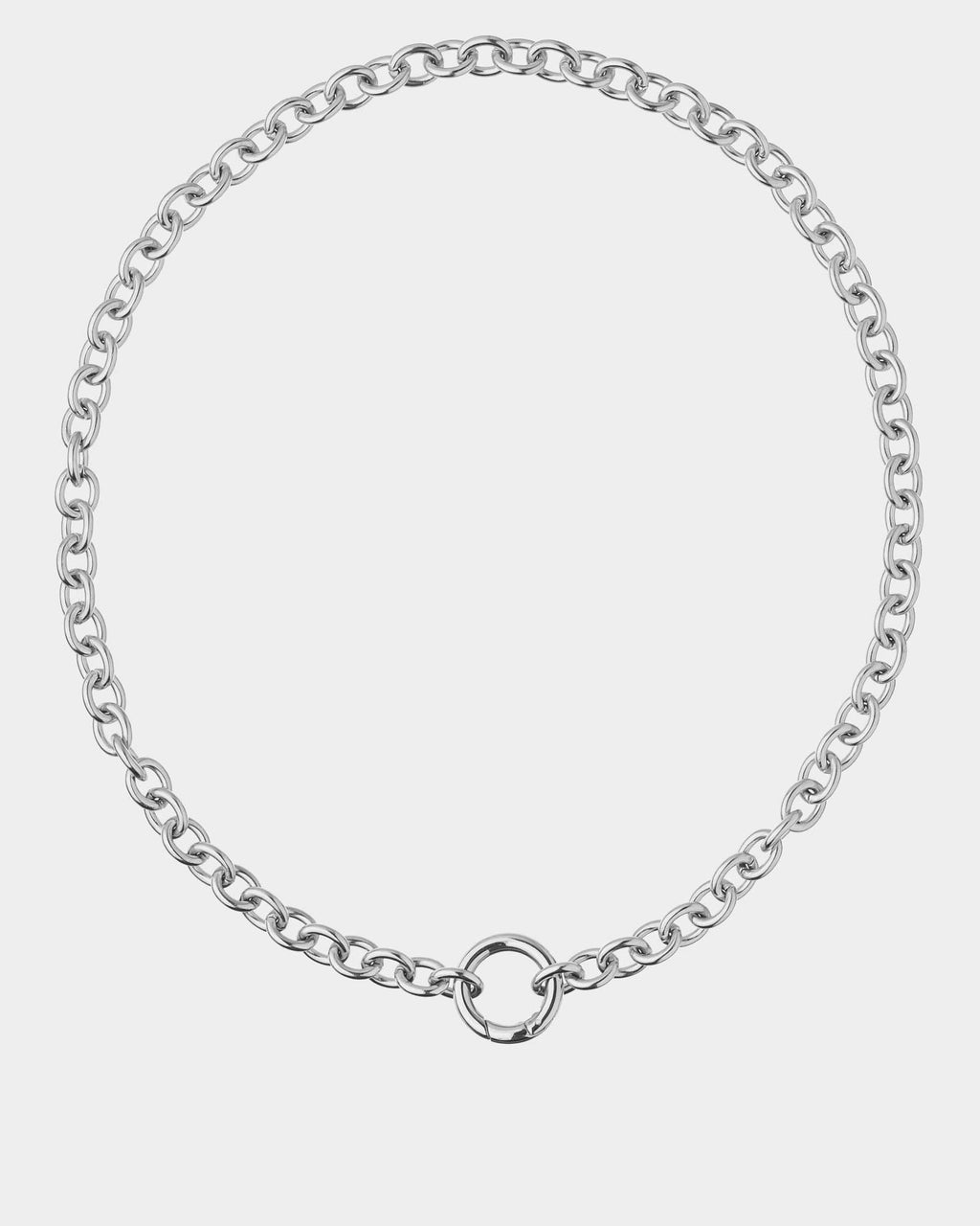 Colar ring em aço inoxidável prateado - Joias Unissexo Online - Dicci