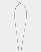 Silver stainless steel rope chain necklace with 0.3 cm width, waterproof and timeless design