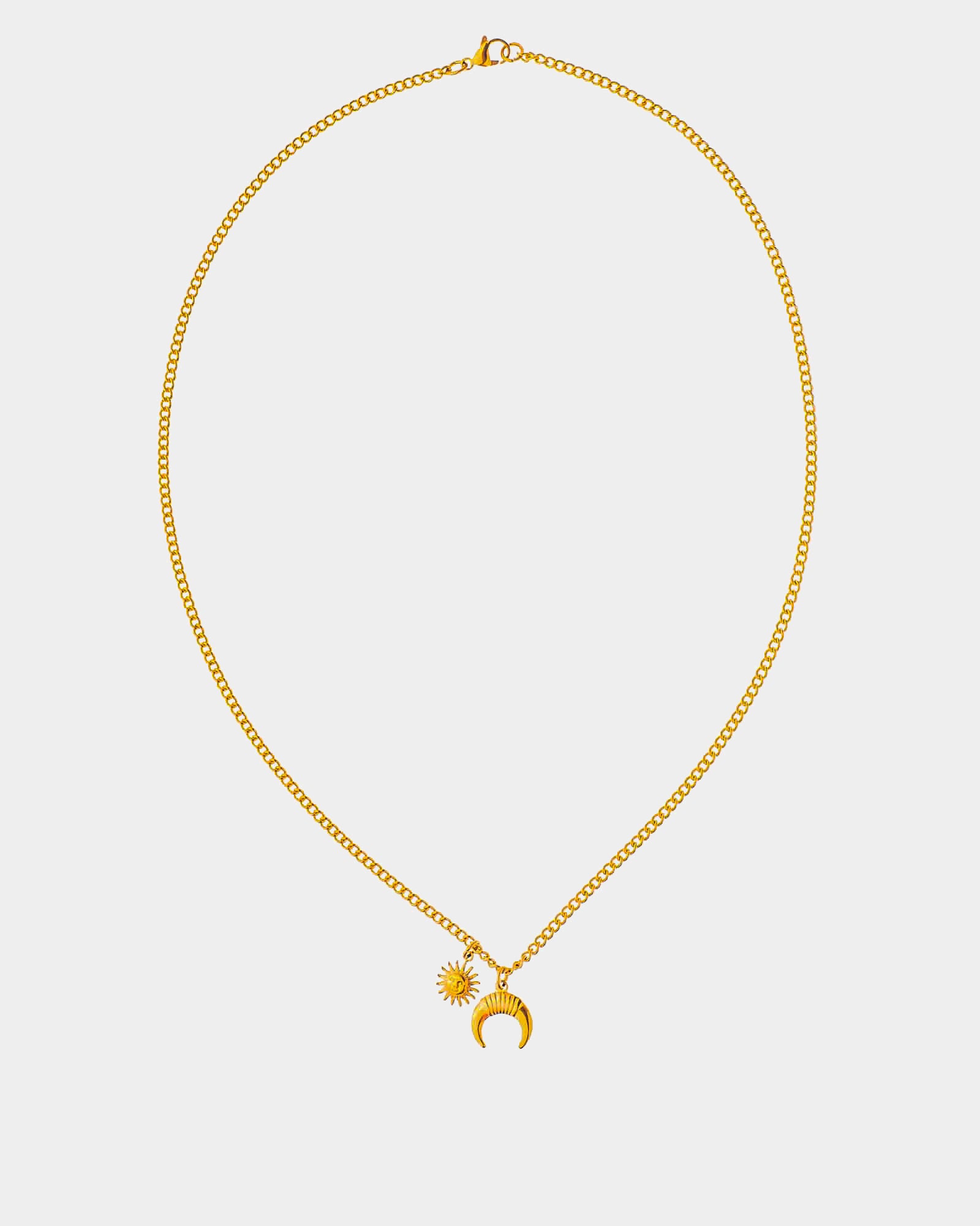 Cadena Dorada Milano con Colgantes 'Sol y Luna' Dorados - Joyería Unisexo Online - Dicci