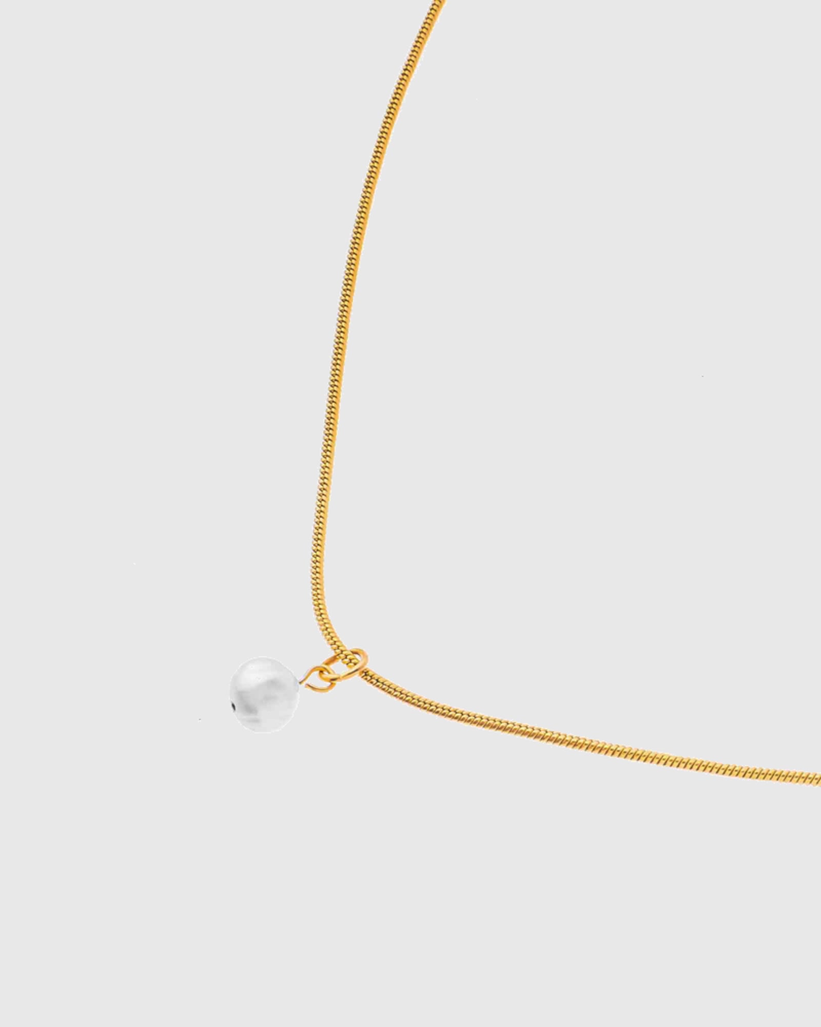 Collar de Acero Dorado 'Pearl Drop'- Collar Colgante - Joyería Unisexo Online - Dicci