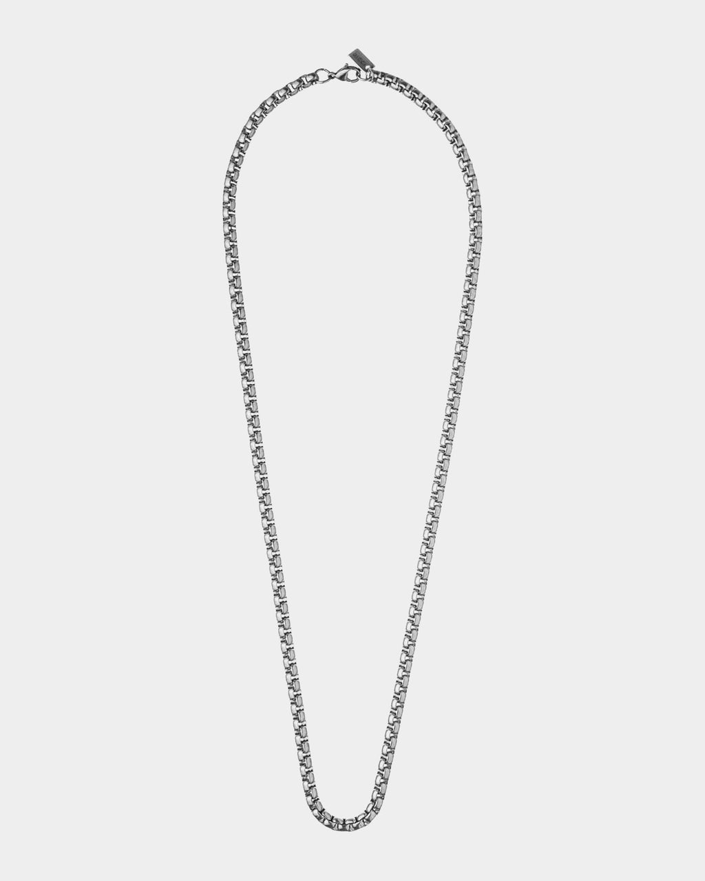 Silver 4mm Rolo Chain Necklace made of waterproof 316L stainless steel, handmade in Portugal.