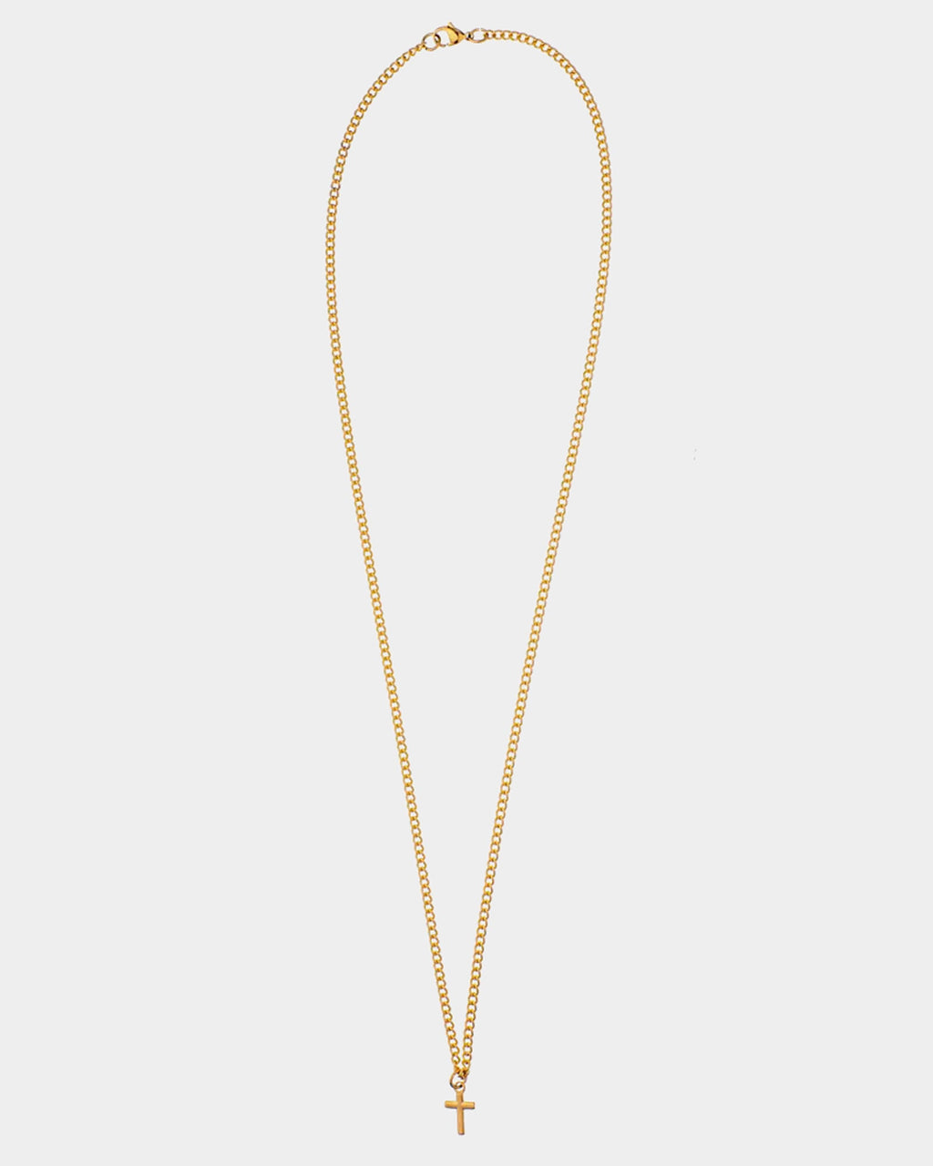 Caprera Golden Necklace with gold curb chain and small cross pendant inspired by Italian sea beaches