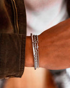 Paloma - Silver Braided Bracelet on the models wrist - Stainless Steel Bracelet - Online Unissex Jewelry - Dicci