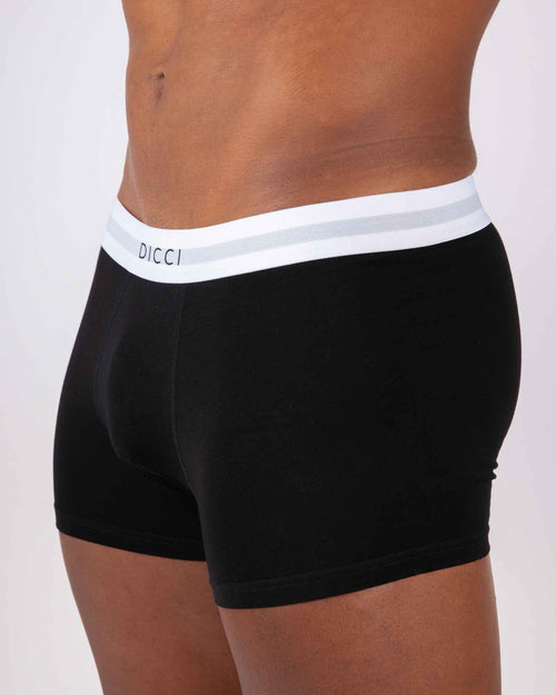 Boxer Preto com Elástico Bicolor Dicci no corpo do modelo - Roupa Interior Online - Dicci