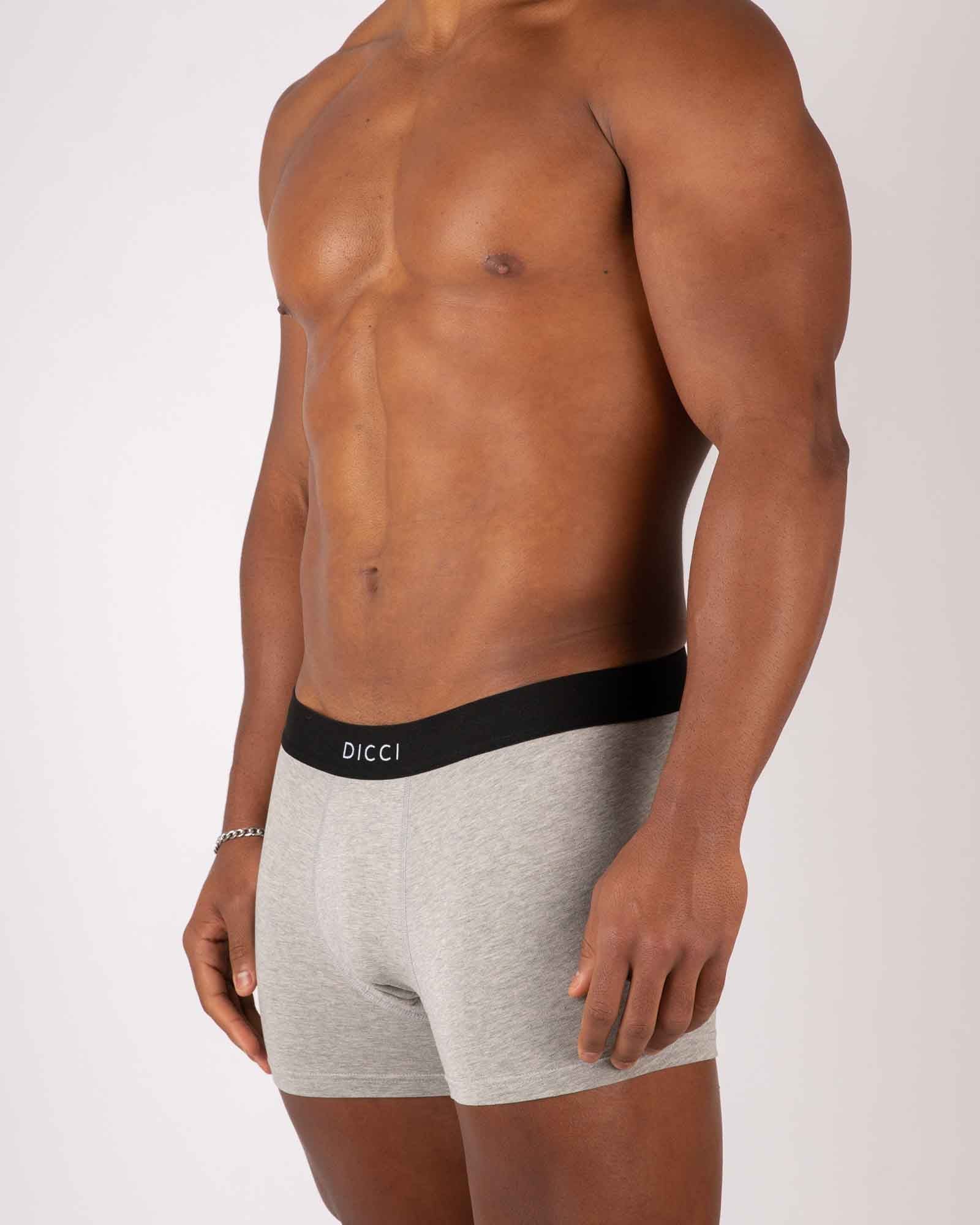 Boxer grigio basic Dicci con elastico nero sul corpo del modello - Intimo online - Dicci