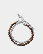 Madrid - Pulsera doble - Acero inoxidable y cuentas naturales Pulsera de ojo de tigre - Joyería unisex en línea - Dicci