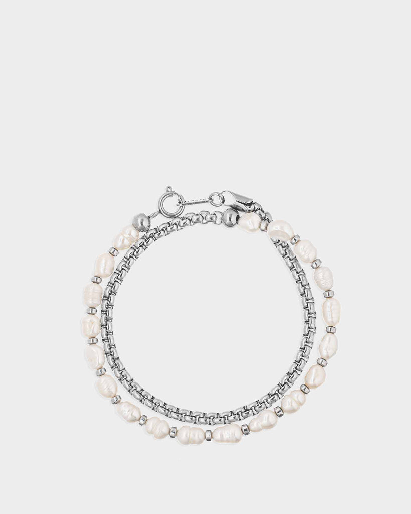 Fersou - Stainless Steel and Pearl Bracelet
