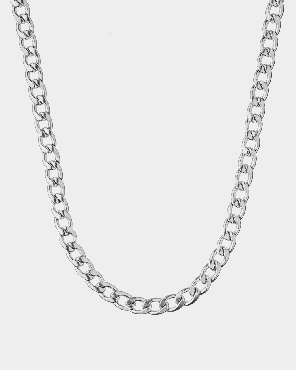 Silver Flat Cuban Chain Necklace 6mm