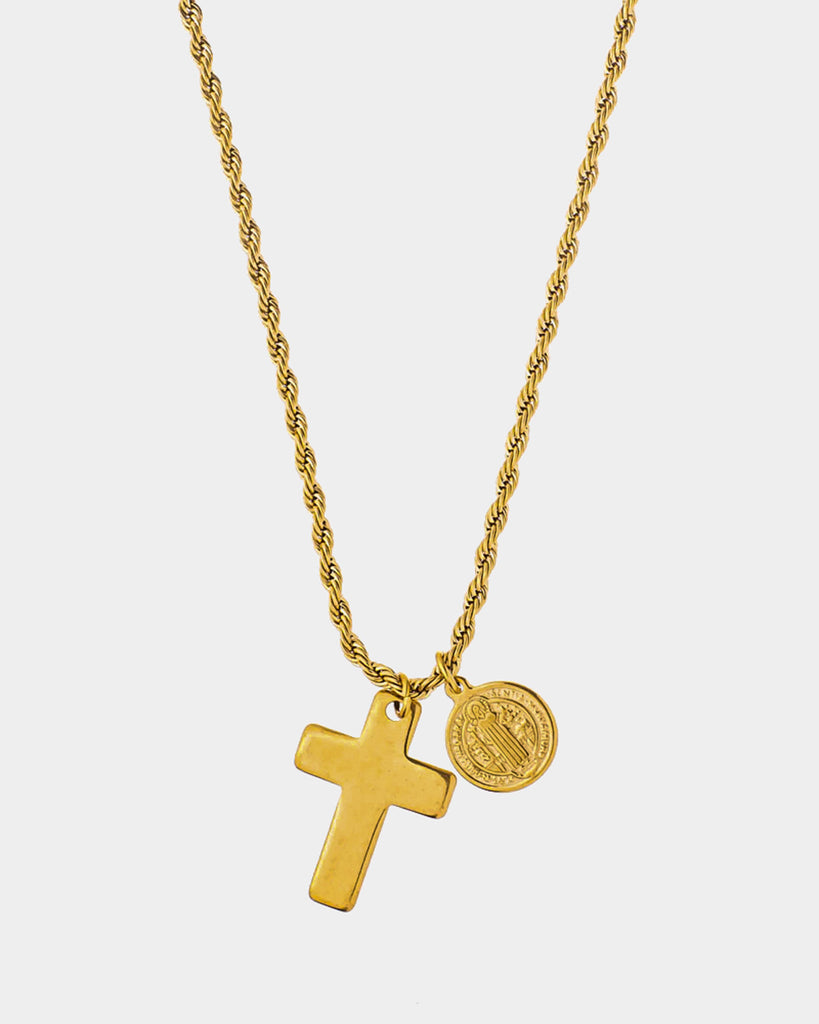 Golden Steel Necklace 'Benediction' - Men women Necklaces - Online Jewelry - Dicci