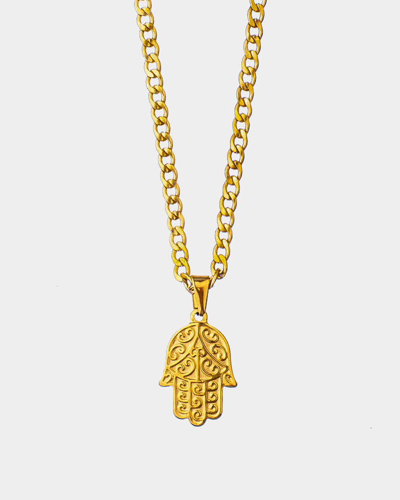 Hamsa - Golden Steel Necklace 'Hamsa' - Buy Online Unissex Necklaces - Dicci