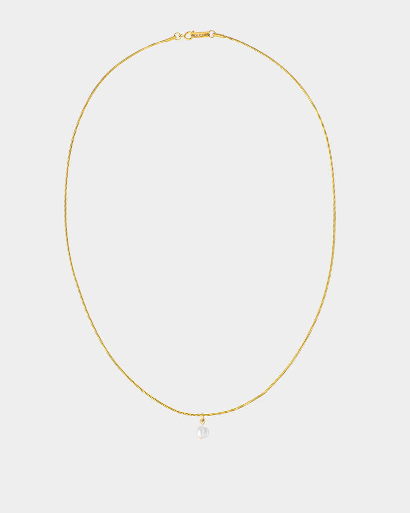 Golden Steel Necklace 'Pearl Drop'- Pendant Necklace - Online Unissex Jewelry - Dicci