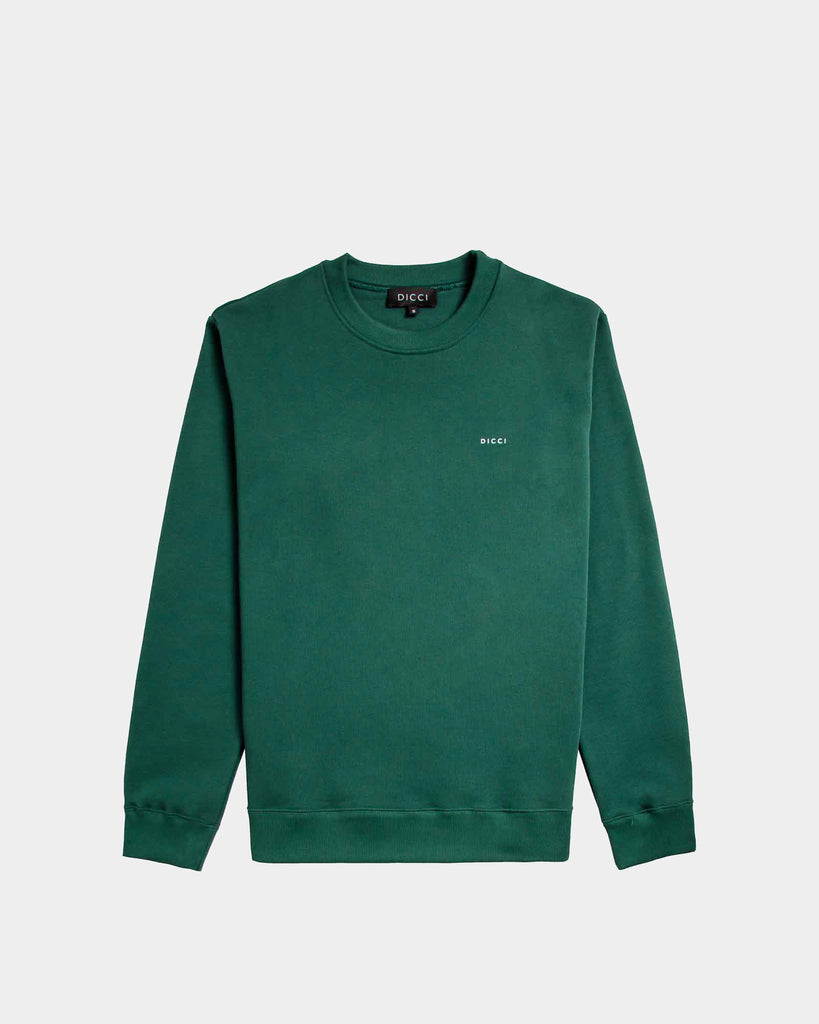 Green Sweatshirt with Logo Stamped - Basic Sweatshirt - Online Unissex Clothing - Dicci