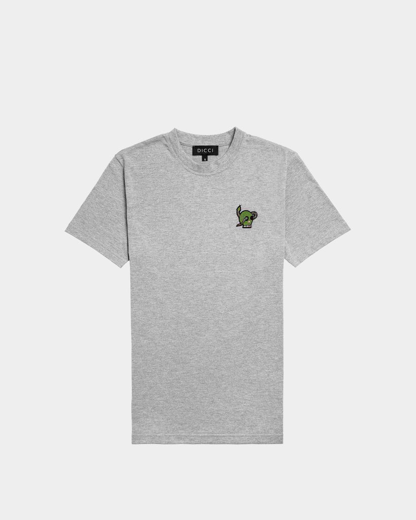 Grey T-shirt with Green Skull Embroided - Unisex T-shirts - Dicci